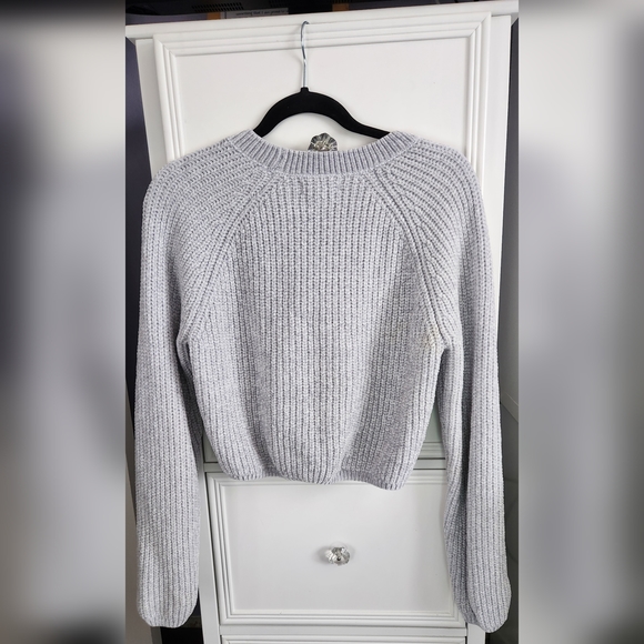 LA Hearts Gray Lace Up Crop Sweater Size XS - Picture 2 of 5